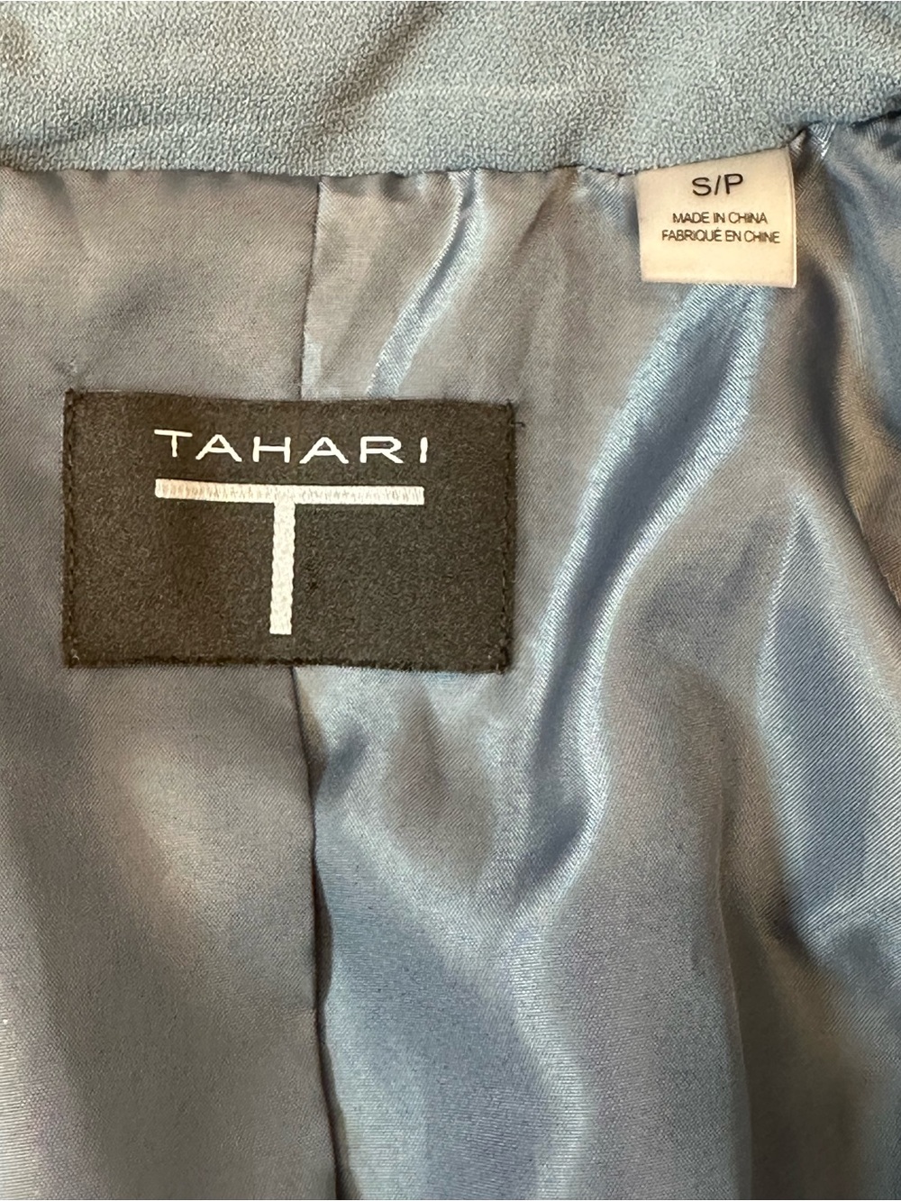 Tahari T Women’s Small Slate Blue Ruched Sleeve Open Front Blazer Jacket Office - Picture 4 of 8